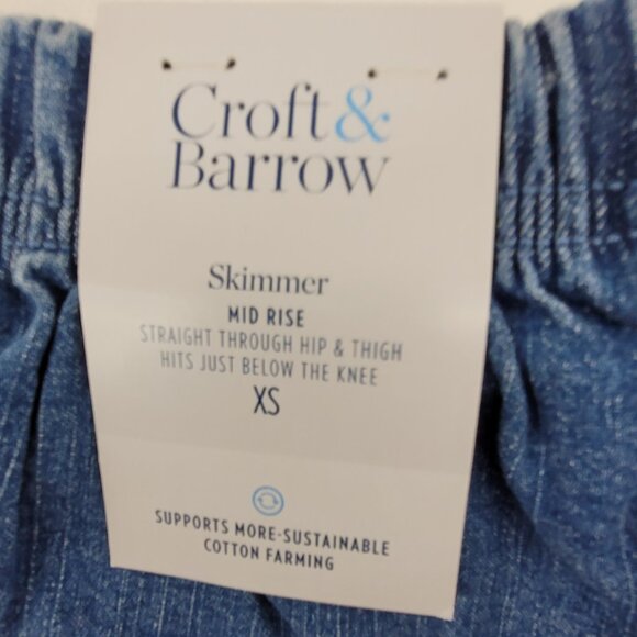 Croft & Barrow Capri Womens XS Crop Blue Denim Jeans Pants Pull On Elastic - Picture 8 of 13